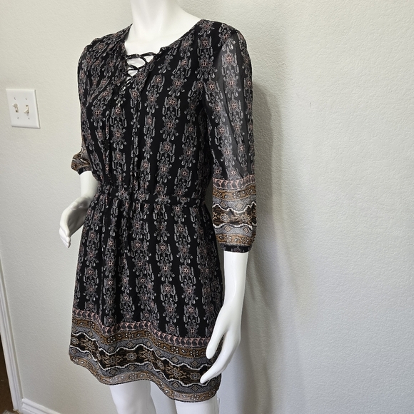 Madewell Lace Up Black Boho Dress Size 2 - Picture 11 of 12